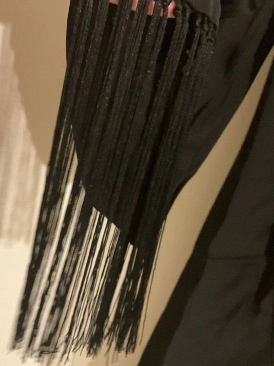 Acne Black Satin Midi Dress with Draped Scarf - Picture 6 of 10